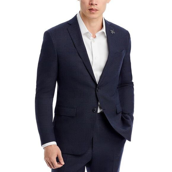 John Varvatos Star Usa Mens Crepe Weave Plaid Slim Fit Suit...
